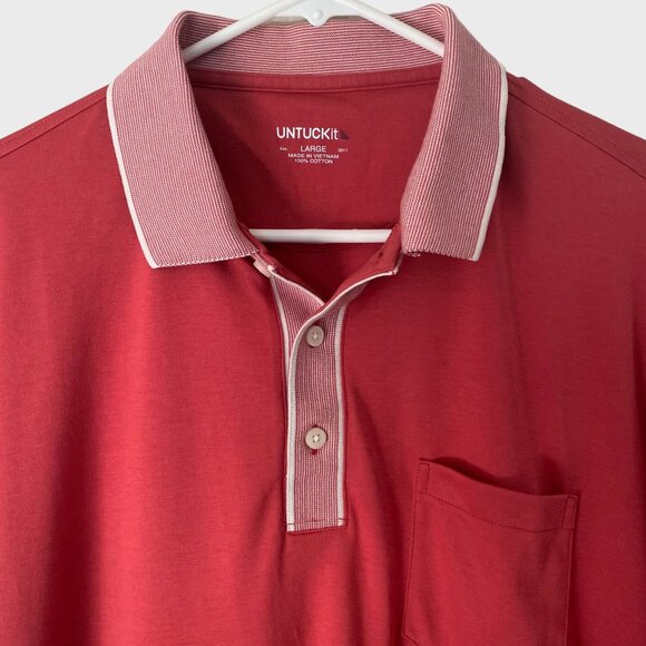 UNTUCKit Connor Single Pocket Golf Polo Shirt Men's Size Large Red Short-Sleeve - Picture 5 of 11